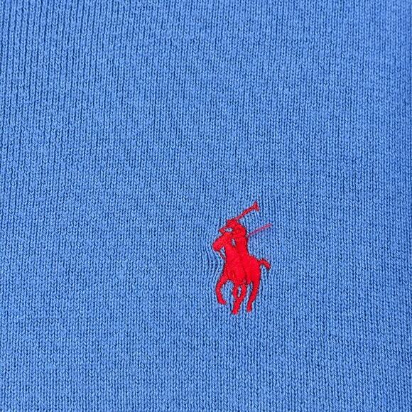 Polo Ralph Lauren Mens Sweater Size XXL Blue 100% Cotton Pullover Red Logo - Picture 7 of 10